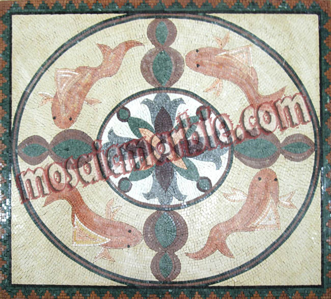 AN590 Elegant pastel fish medallion Mosaic