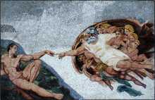 The Creation of Adam Neutral Tones Mosaic