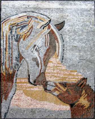 AN104 Mother & baby horse Mosaic