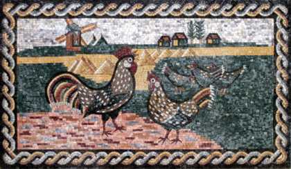 AN112 Roosters landscape Mosaic