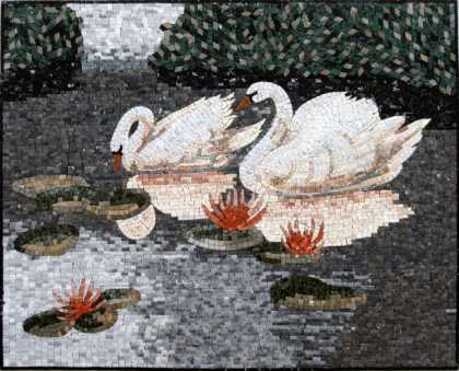 AN122 White Swans on Lake Mosaic