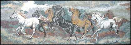 AN160 Rectangular galloping horses Mosaic