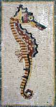 AN171 faded gold & red sea horse Mosaic