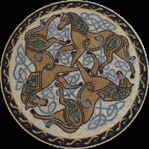 Wall or Floor Medallion Celtic Horses Marble Mosaic