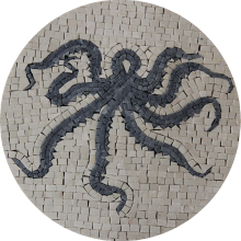 Grey Octopus Round Mosaic