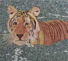Tiger in Lake Mosaic