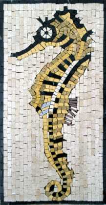 AN200 Gold & black sea horse Mosaic
