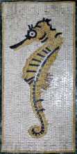 AN225 Gold & black sea horse Mosaic