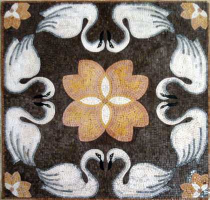 AN232 White swans & flowers art Mosaic