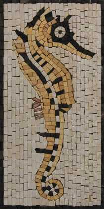 AN283 Gold & black sea horse Mosaic