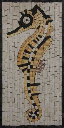 AN284 Gold & black sea horse Mosaic