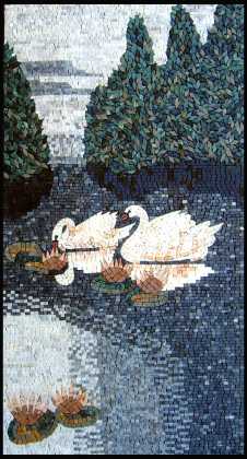 AN293 White swans landscape Mosaic