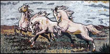 AN321 Beautiful white horse trio Mosaic