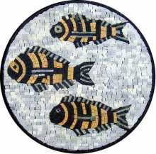 AN325 Circular black & gold fish Mosaic