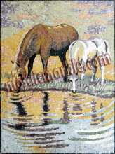 AN352 Horses drinking water Mosaic