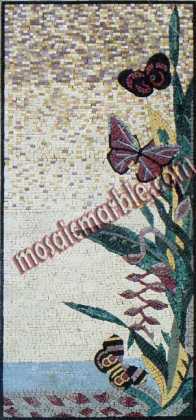 AN387 Beautiful butterflies on plant Mosaic