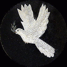 AN52 White dove on black background Mosaic