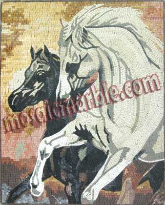 AN530 Black horse & white horse Mosaic