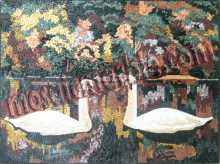 White Swans with Beautiful Colors Wall Mosaic