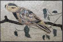 AN54 Artistic bird on leaf branch Mosaic