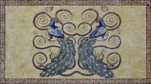 AN673 Colorful peacocks on golden background Mosaic