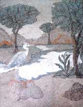 AN714 Pastel white swan landscape Mosaic