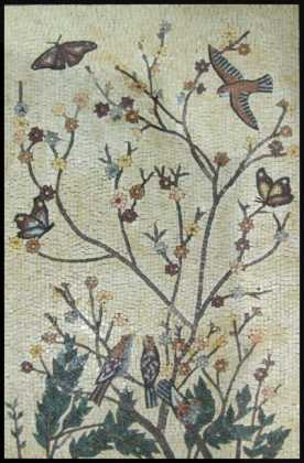 Birds Flowers & Butterflies Mosaic Wall Mural