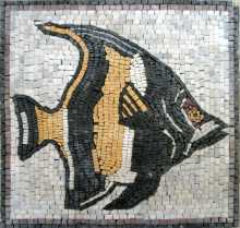 AN86 Black gold & white fish Mosaic
