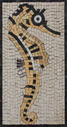 AN913 Seahorse Facing Right Mini Wall Mural  Mosaic