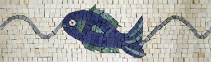 BD19 Blue fish on white background border Mosaic