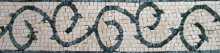 Green Spiral Stems on White bkgrnd Border Mosaic