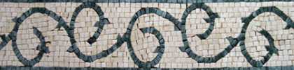 Green Spiral Stems on White bkgrnd Border Mosaic