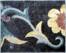 Close-up of Flowers Pattern on Black Mosaic