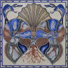 CR1086 Exquisite Blue Symmetrical Seashell Mosaic