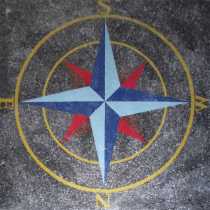 Red And Blue Pointers Nautical Compass Floor Mosaic