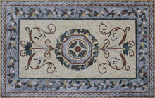CR1249 Floral Design with Rope Border Floor  Mosaic