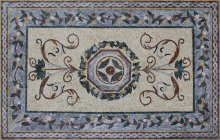 CR1249 Floral Design with Rope Border Floor Mosaic
