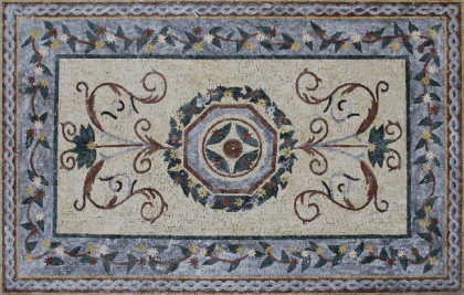 CR1249 Floral Design with Rope Border Floor  Mosaic