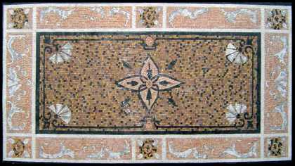 CR134 Amber & Salmon Pink Floral Carpet Mosaic