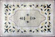 CR144 Black White & Gold Floral Design Floor  Mosaic