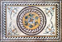 Cream Yellow & Orange Floral Floor Mosaic