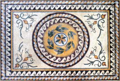 Cream Yellow & Orange Floral Floor Mosaic