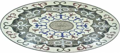 Marble Floor Medallion Oval Flowers  Mosaic
