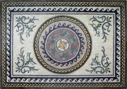 CR35 Central roman leaves design with braided border Mosaic