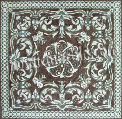 CR541 Artistic dark brown & white floral design Mosaic