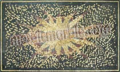 CR596 Sun and yellow sparkles on black tiles Mosaic