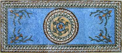 CR87 Central Cream Yellow Medallion on Blue Mosaic