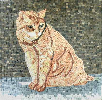 Cat Mosaic Square Tile Mural