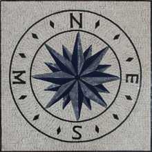 Floor Mosaic Compass Grey and Blue