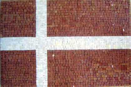 Denmark Flag Mosaic Tile Art